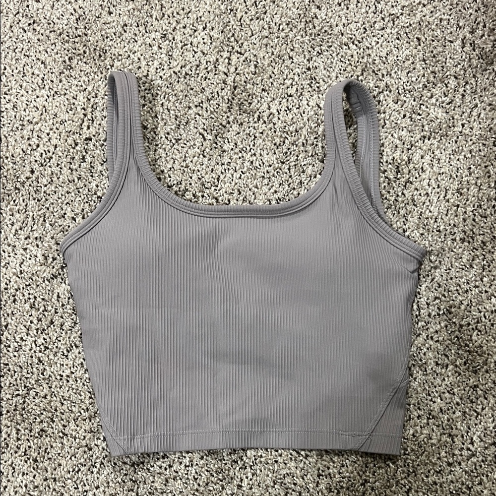 Purple Ribbed Crop Top